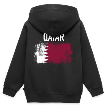 Katar - Kinder Premium Organic Zip Hoodie - Schwarz - Hinten - AI Model Kid Male (0cm)