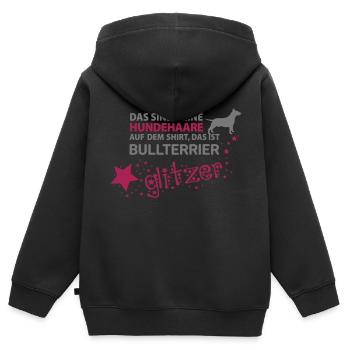 BULLTERRIER Glitzer - Kinder Premium Organic Zip Hoodie - Schwarz - Hinten - AI Model Kid Male (0cm)