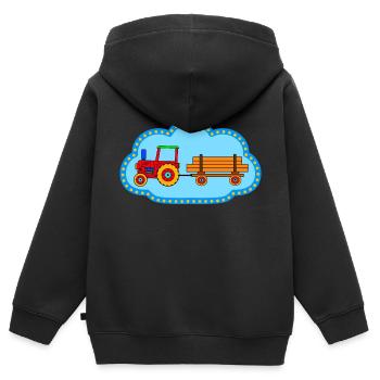 Roter Traktor / Traktor mit Hänger - Kinder Premium Organic Zip Hoodie - Schwarz - Hinten - AI Model Kid Male (0cm)