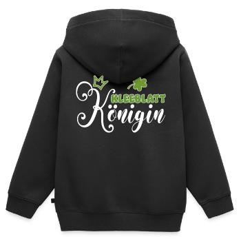Kleblatt Königin | Irland Irin St Patrick Erasmus - Kinder Premium Organic Zip Hoodie - Schwarz - Hinten - AI Model Kid Male (0cm)