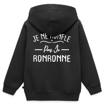 Je ne ronfle pas je ronronne - Sweat Premium à capuche zippé enfant bio - noir - Dos - AI Model Kid Male (0cm)