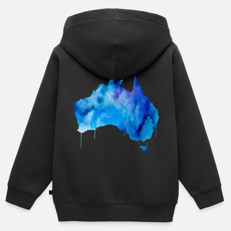Australie - Sweat Premium à capuche zippé enfant bio - noir