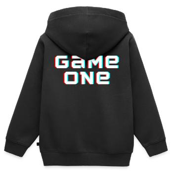 Premier jeu - Sweat Premium à capuche zippé enfant bio - noir - Dos - AI Model Kid Male (0cm)