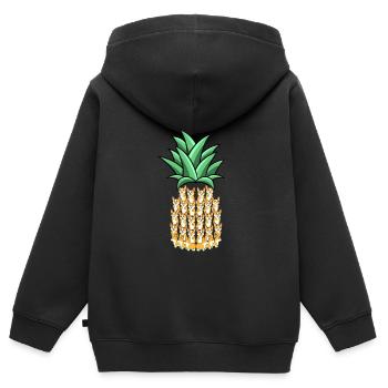ananas - Sweat Premium à capuche zippé enfant bio - noir - Dos - AI Model Kid Male (0cm)
