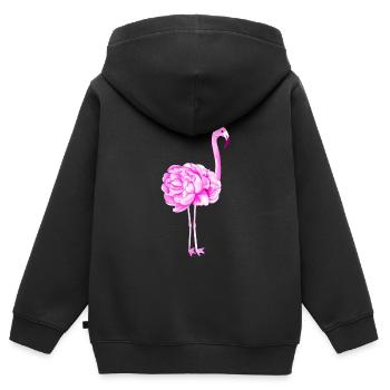 Flamingo - Sweat Premium à capuche zippé enfant bio - noir - Dos - AI Model Kid Male (0cm)
