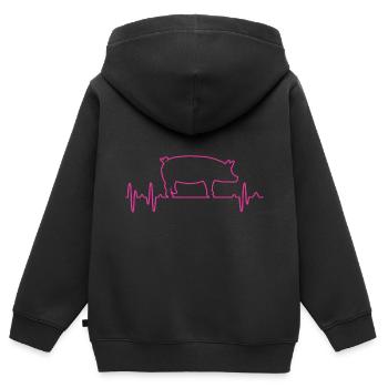 pig - Kids Premium Organic Zip-up Hoodie - black - Back - AI Model Kid Male (0cm)