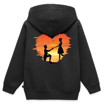 Marriage proposal marrying wedding couple proposal - Kids Premium Organic Zip-up Hoodie - black - Back - AI Model Kid Male (0cm)