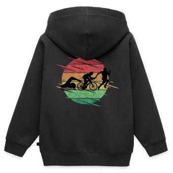 Triathlon - Kinder Premium Organic Zip Hoodie - Schwarz - Hinten - AI Model Kid Male (0cm)