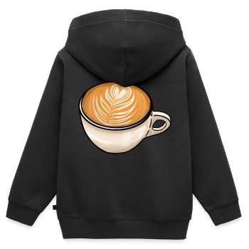Café Cappuccino Fern - Sweat Premium à capuche zippé enfant bio - noir - Dos - AI Model Kid Male (0cm)