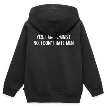 Feministin Ja Ich bin Feministin Nein Ich hasse Männer nicht - Kinder Premium Organic Zip Hoodie - Schwarz - Hinten - AI Model Kid Male (0cm)