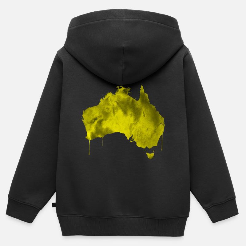 Australie - Sweat Premium à capuche zippé enfant bio - noir