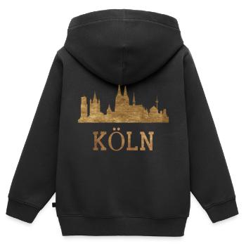 Cologne City Kölner Dom Stadt Köln Skyline German - Sweat Premium à capuche zippé enfant bio - noir - Dos - AI Model Kid Male (0cm)