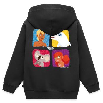 Zoom Der Weiße Delfin mit Yann, Marina & Raoul - Kinder Premium Organic Zip Hoodie - Schwarz - Hinten - AI Model Kid Male (0cm)
