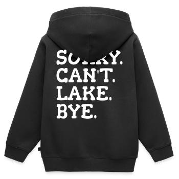 Tut mir leid, dass ich mich nicht verabschieden kann - Kinder Premium Organic Zip Hoodie - Schwarz - Hinten - AI Model Kid Male (0cm)