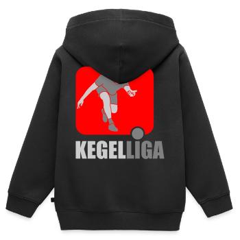 Kegel Liga | Farben änderbar - Kinder Premium Organic Zip Hoodie - Schwarz - Hinten - AI Model Kid Male (0cm)