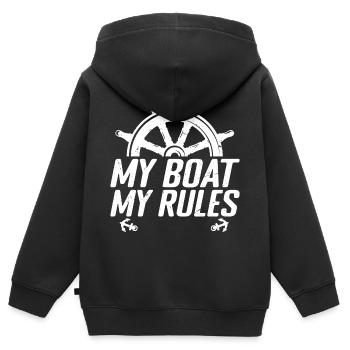 My boat my rules, Boating - Sweat Premium à capuche zippé enfant bio - noir - Dos - AI Model Kid Male (0cm)