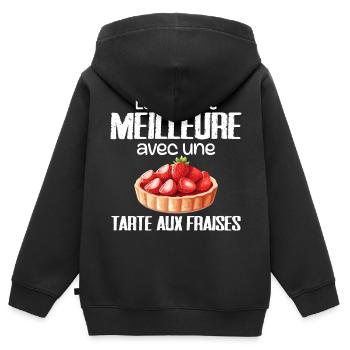 Strawberry Pie - Kids Premium Organic Zip-up Hoodie - black - Back - AI Model Kid Male (0cm)