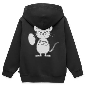 Maus mit verschränkten Armen und Sprechblase - Kinder Premium Organic Zip Hoodie - Schwarz - Hinten - AI Model Kid Male (0cm)
