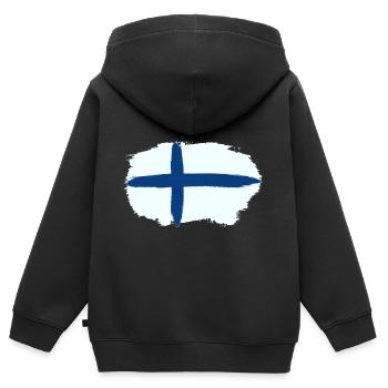 Finnland Skandinavien - Kinder Premium Organic Zip Hoodie - Schwarz - Hinten - AI Model Kid Male (0cm)