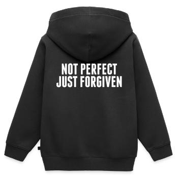 Pas parfait juste pardonné - Sweat Premium à capuche zippé enfant bio - noir - Dos - AI Model Kid Male (0cm)