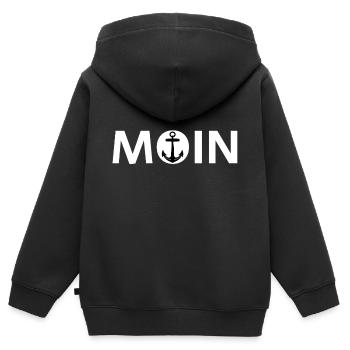 MOIN ANKER NORDEN - Kinder Premium Organic Zip Hoodie - Schwarz - Hinten - AI Model Kid Male (0cm)