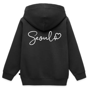 Seoul Herzschlag - Kinder Premium Organic Zip Hoodie - Schwarz - Hinten - AI Model Kid Male (0cm)