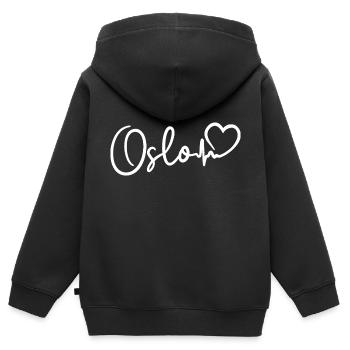 Oslo heartbeat - Kids Premium Organic Zip-up Hoodie - black - Back - AI Model Kid Male (0cm)