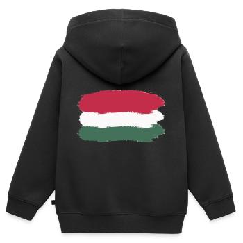 Ungarn - Kinder Premium Organic Zip Hoodie - Schwarz - Hinten - AI Model Kid Male (0cm)
