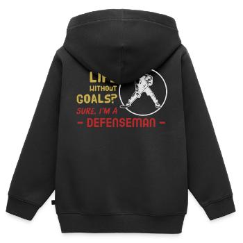 Leben ohne Tore Verteidiger - Hockey - Kinder Premium Organic Zip Hoodie - Schwarz - Hinten - AI Model Kid Male (0cm)