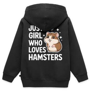 Hamster - Kinder Premium Organic Zip Hoodie - Schwarz - Hinten - AI Model Kid Male (0cm)
