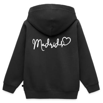 Madrid Herzschlag Spanien Madrid - Kinder Premium Organic Zip Hoodie - Schwarz - Hinten - AI Model Kid Male (0cm)