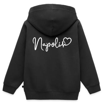 Naples battement de cœur Italie Naples - Sweat Premium à capuche zippé enfant bio - noir - Dos - AI Model Kid Male (0cm)