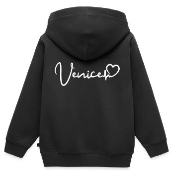 Venise Heartbeat Italie Venise - Sweat Premium à capuche zippé enfant bio - noir - Dos - AI Model Kid Male (0cm)