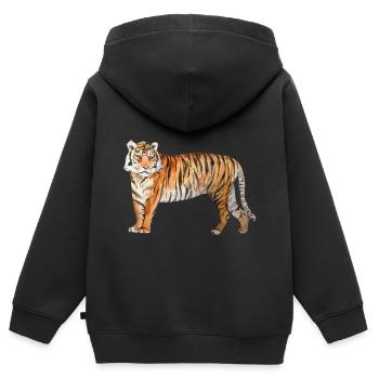 Tigre - Sweat Premium à capuche zippé enfant bio - noir - Dos - AI Model Kid Male (0cm)