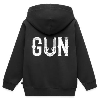 Gun Vatertag Partnerlook - Kinder Premium Organic Zip Hoodie - Schwarz - Hinten - AI Model Kid Male (0cm)