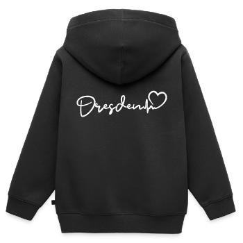 Battement de cœur de Dresde Dresde - Sweat Premium à capuche zippé enfant bio - noir - Dos - AI Model Kid Male (0cm)