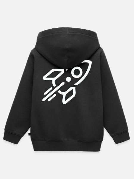 Rakete - Kinder Premium Organic Zip Hoodie - Schwarz