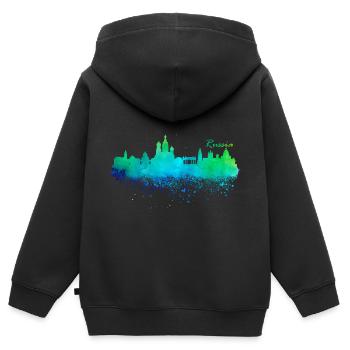 Russie - Sweat Premium à capuche zippé enfant bio - noir - Dos - AI Model Kid Male (0cm)