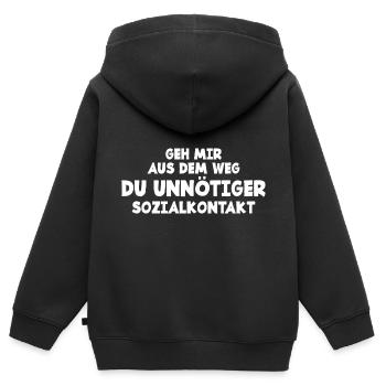 Geh Mir Aus Dem Weg Unnötiger Sozialkontakt Lustig - Kinder Premium Organic Zip Hoodie - Schwarz - Hinten - AI Model Kid Male (0cm)