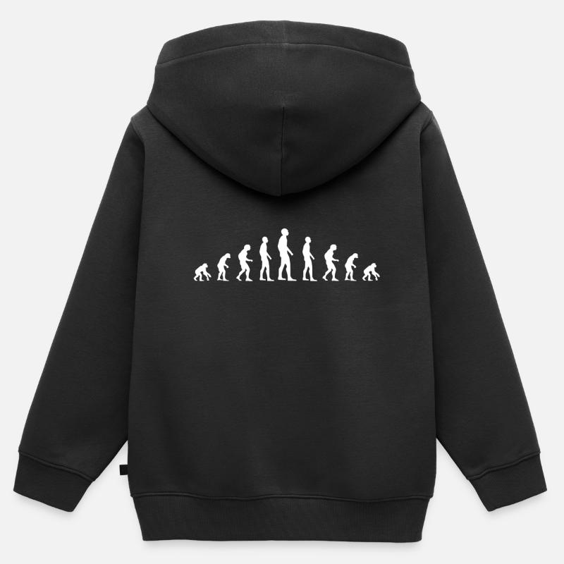 Évolution de l'humain - Sweat Premium à capuche zippé enfant bio - noir