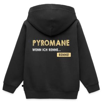 Pyromane Wenn Ich Renne Renne! Pyrotechniker - Kinder Premium Organic Zip Hoodie - Schwarz - Hinten - AI Model Kid Male (0cm)