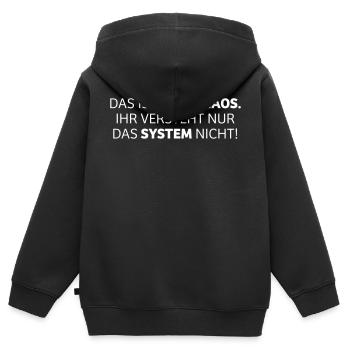 das ist kein Chaos - Kinder Premium Organic Zip Hoodie - Schwarz - Hinten - AI Model Kid Male (0cm)
