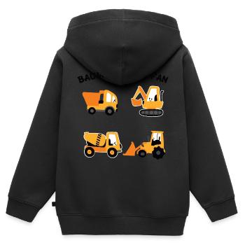 Baumaschinen Fan - Baumaschinen Fahrzeuge - Bagger - Kinder Premium Organic Zip Hoodie - Schwarz - Hinten - AI Model Kid Male (0cm)