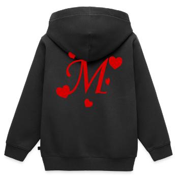 Buchstabe M mit Herzen - Kinder Premium Organic Zip Hoodie - Schwarz - Hinten - AI Model Kid Male (0cm)