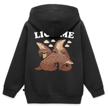 Lèche-moi Pangolin - Sweat Premium à capuche zippé enfant bio - noir - Dos - AI Model Kid Male (0cm)
