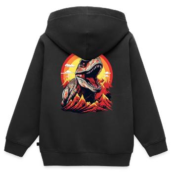 Tyrannosaurus - Kinder Premium Organic Zip Hoodie - Schwarz - Hinten - AI Model Kid Male (0cm)