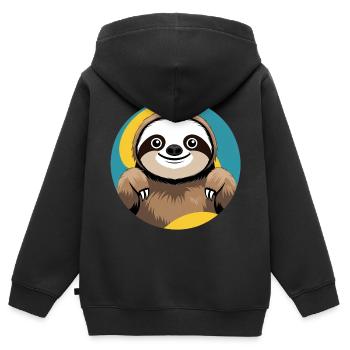 Schlummer-Sloth – Dein Faultier zum Kuscheln - Kinder Premium Organic Zip Hoodie - Schwarz - Hinten - AI Model Kid Male (0cm)