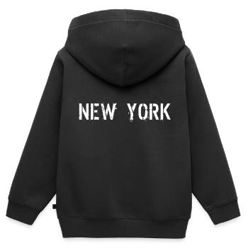 New York - Kinder Premium Organic Zip Hoodie - Schwarz - Hinten - AI Model Kid Male (0cm)