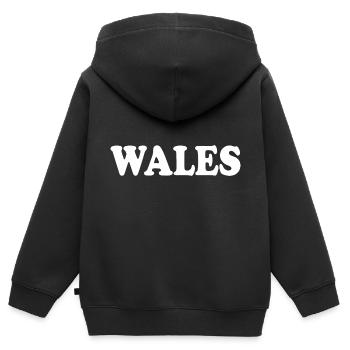 Wales - Kinder Premium Organic Zip Hoodie - Schwarz - Hinten - AI Model Kid Male (0cm)