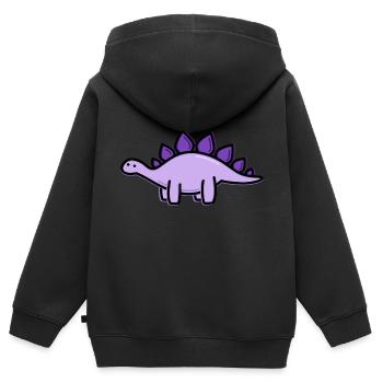 Stegosaurus mignon - Sweat Premium à capuche zippé enfant bio - noir - Dos - AI Model Kid Male (0cm)